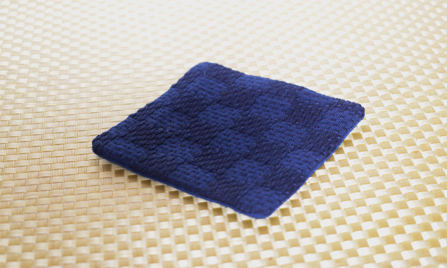 市松浅葱コースター