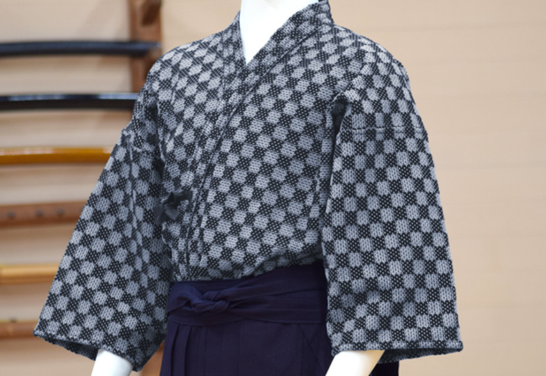 文様刺しシリーズ　市松一重剣道着　白