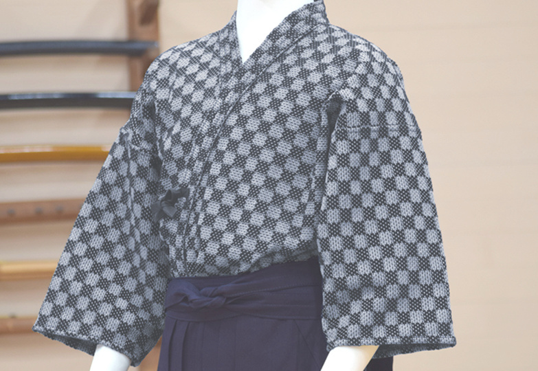 文様刺しシリーズ　市松一重剣道着　白