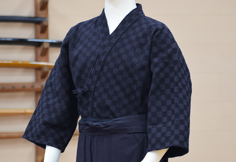 文様刺しシリーズ　市松一重剣道着　浅葱