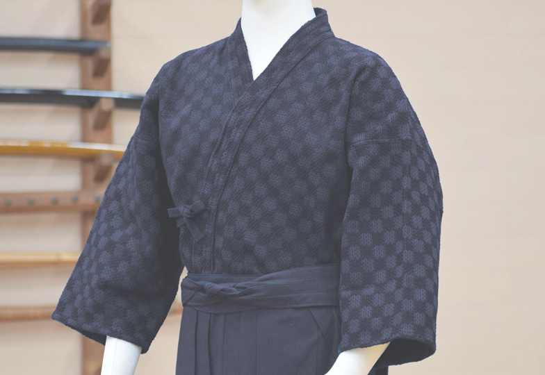 文様刺しシリーズ　市松一重剣道着　浅葱