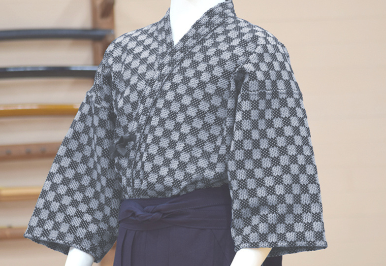 文様刺しシリーズ 市松一重剣道着 白