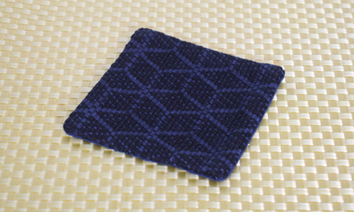 市松浅葱コースター